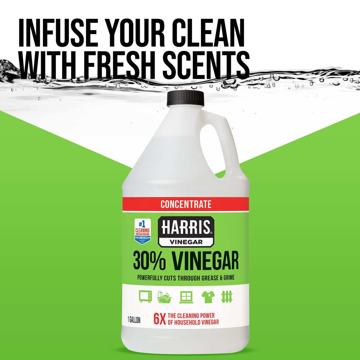 Harris 30% Concentrated Vinegar, Multi-Purpose Use for Home and Outdoor, 1 Gallon