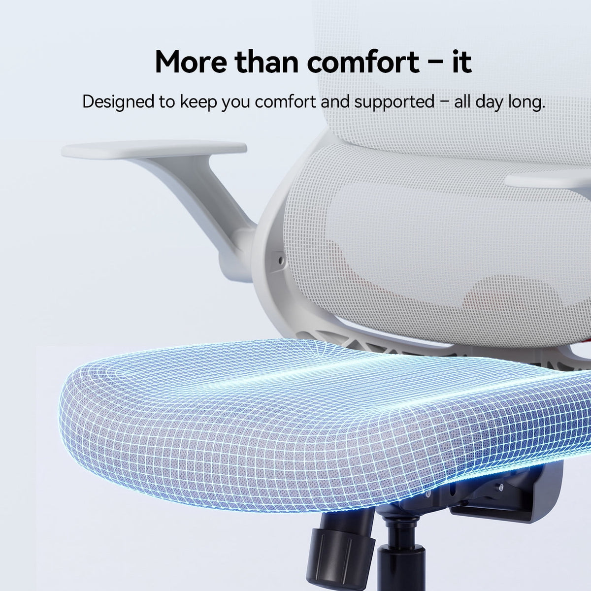 SIHOO B100 Se Office Chair, Deak Chairs with Cotton Seat & Dual-Back, 2D Headrest & Flip-up Armrest, Comfort Mesh Ergonomic Chair for Home Office, Teen, 300lbs, Light Gray