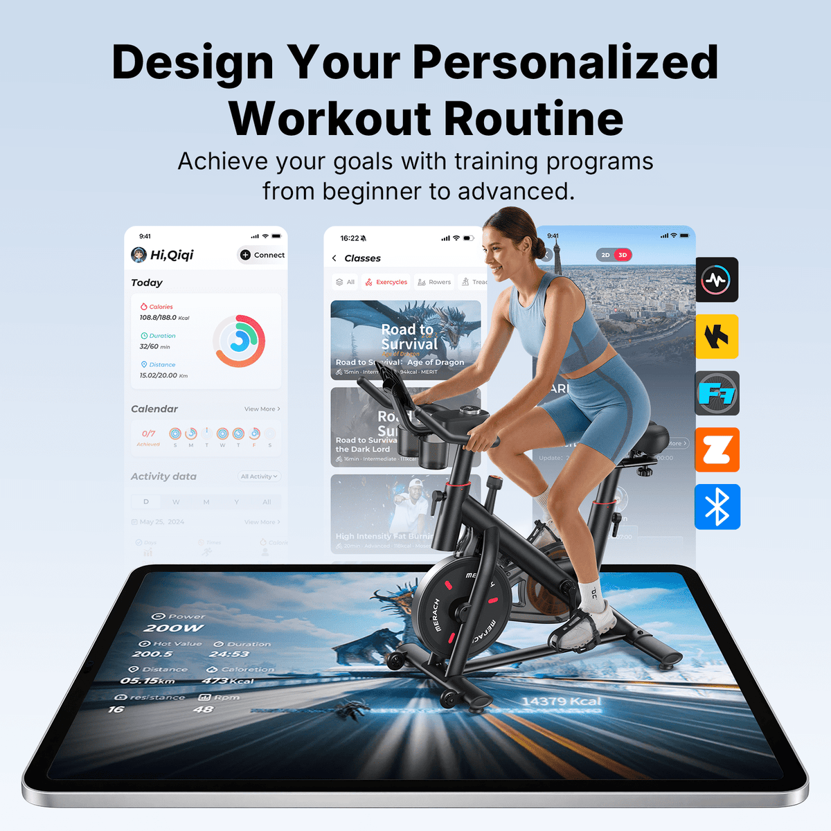 MERACH Stationary Exercise bike with Exclusive Free APP, Indoor Cycling Bicycle with 330lbs Weight Capacity, Silent Belt Drive and Comfortable Seat Cushion for Home Cardio Workout 35 Lbs Flywheel