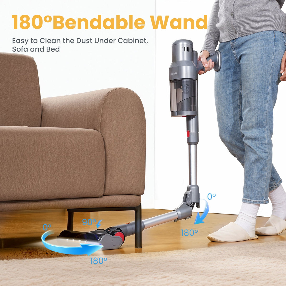 VAVSEA Cordless Stick Vacuum Cleaner, 38KPa Powerful Suction Vacuum with Double Dust Cup, for Carpet, Hard Floor & Pet Hair Cleaning