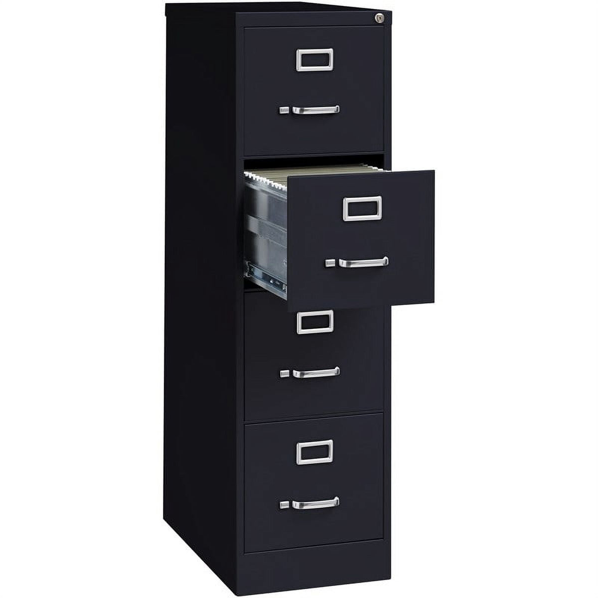 Pemberly Row 4 Drawer Steel 25" Deep Letter File Cabinet in Black