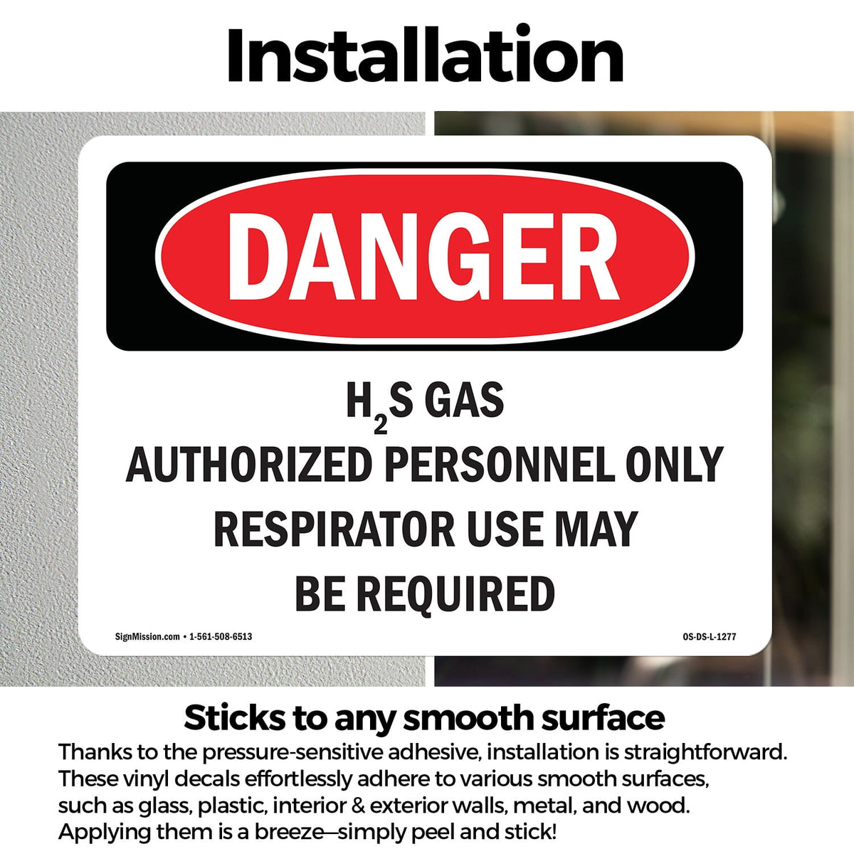 H2S Gas Authorized Personnel Only OSHA Danger Vinyl Decal Label 5 Inch x 3.5 Inch - 10 Pack