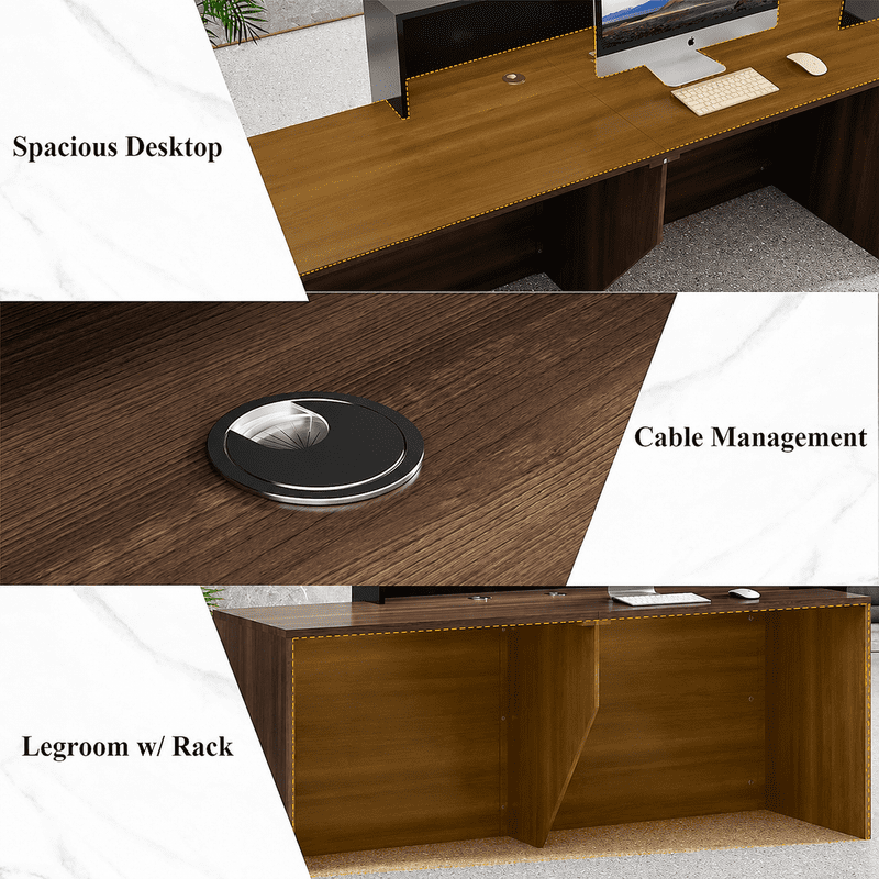 83" Modern Executive Reception Desk with Privacy Panel, Front Desk for Office Lobby, Salon, Clinic, Corporate Waiting Area