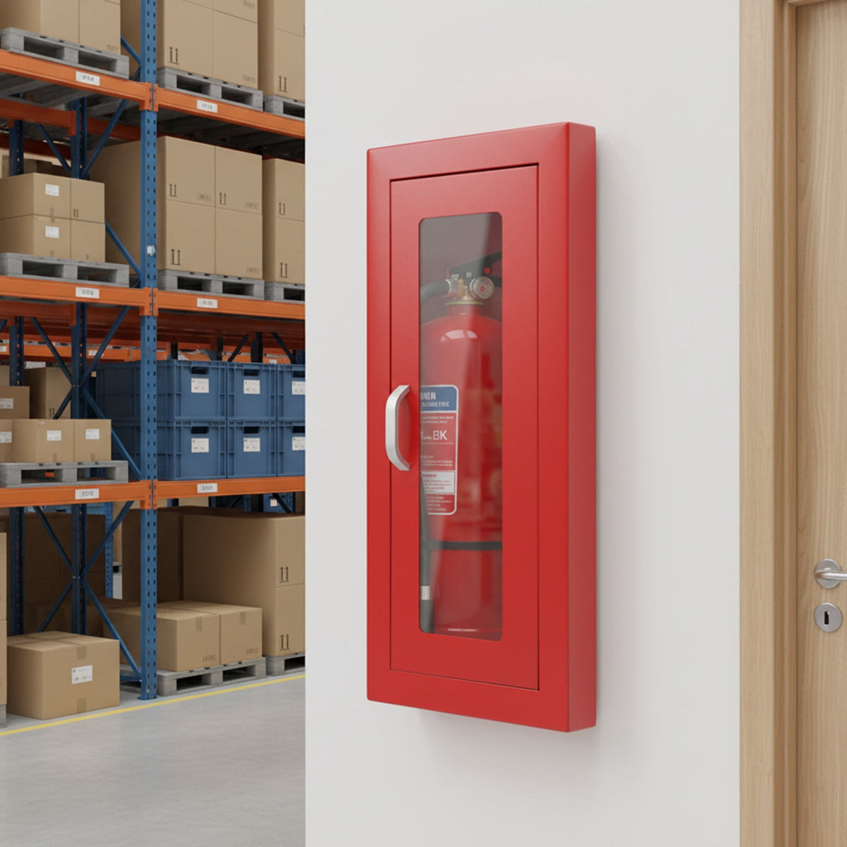 Commercial Fire Extinguisher Cabinet Semi Recessed Extinguisher Wall Cabinet for Home&Commercial Use