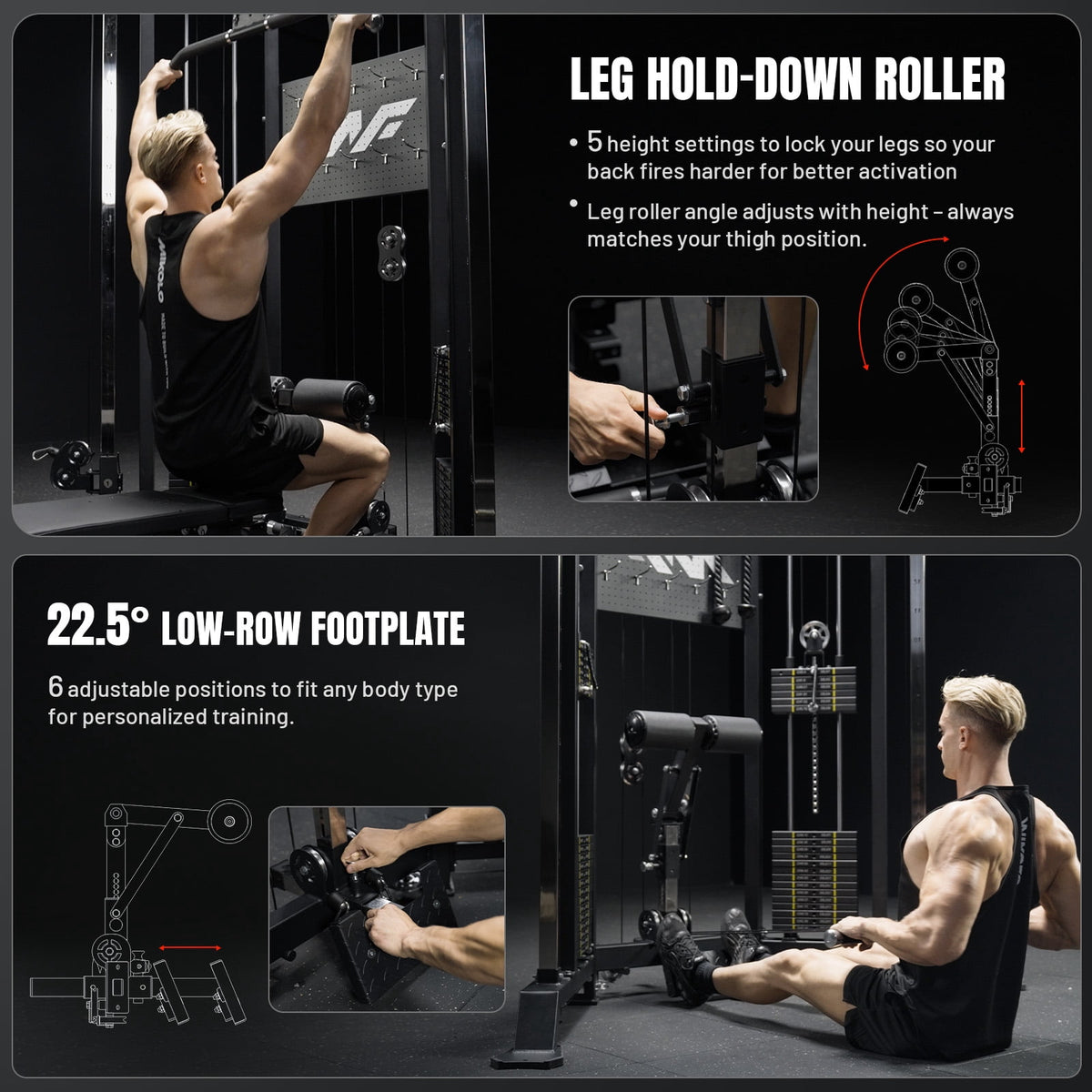 Mikolo Functional Trainer with 400lbs Weight Stack, Cable Crossover Machine with Independent Double Pulley System, 2000lbs Multi-Functional Chest Fly Machine, Lat Pulldown Machine Home Gym with Bench