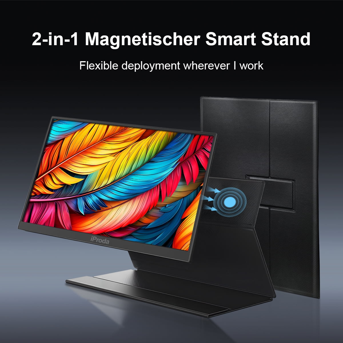 Iproda 15.6"Ptotable Monitor 1920* 1080P FHD IPS 60Hz Computer Monitor with Smart Case, Black