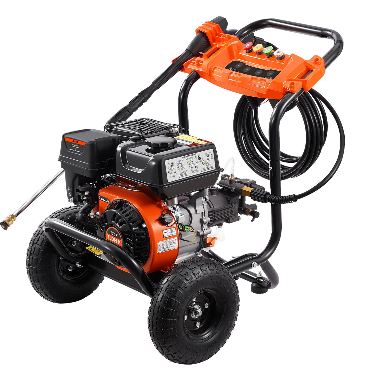 KFFKFF Gas-Powered Pressure Cleaner, 3500 PSI 2.6 GPM, Aluminum Pump Equipped Pressure Washer, Spray Gun and Extension Wand Included, Set of 5 Nozzles, Suitable for Vehicles, Fences, Residences