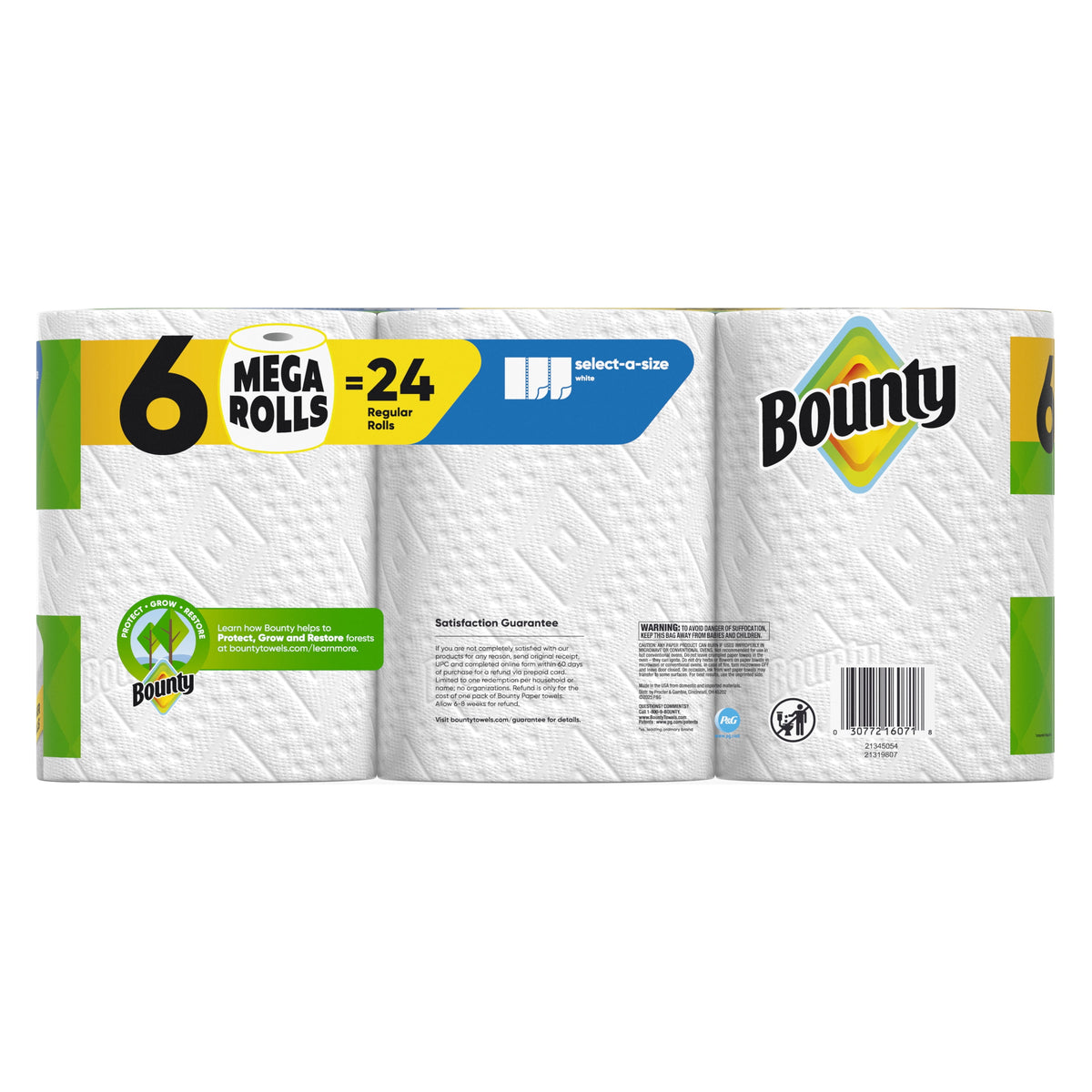 Bounty Paper Towels Select-A-Size White, 6 Mega Rolls, 164 Sheets per Roll