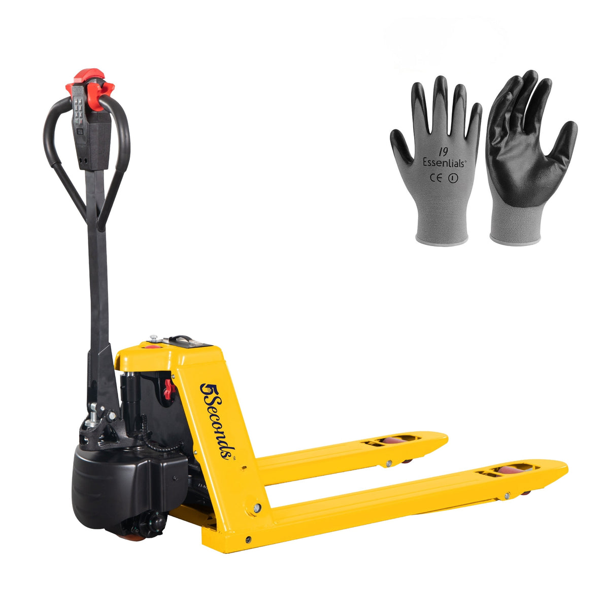 5Seconds - Steel Pallet Jack, Hand Lift Jack Tool with Electric System, Safe Moving Equipment for Industrial & Commercial Use, 5000lb Capacity, Fork Sizes 48” x 27”
