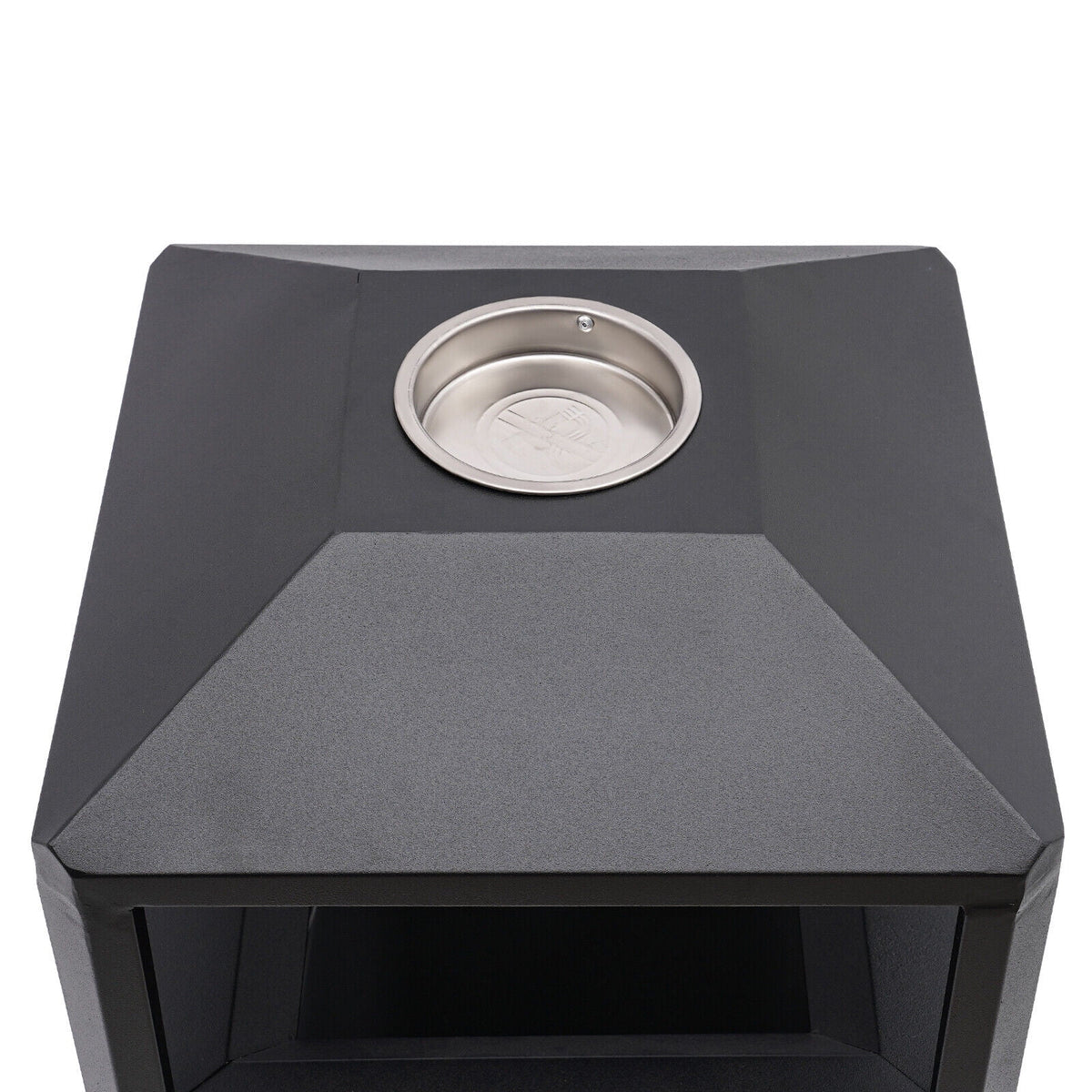 Industrial 15 Gallon Trash Can, Commercial Outdoor Waste Container Galvanized Steel Garbage Can for Indoor Outdoor Use, Grey Trash Receptacle Garbage Enclosure with Ashtray for Kitchen