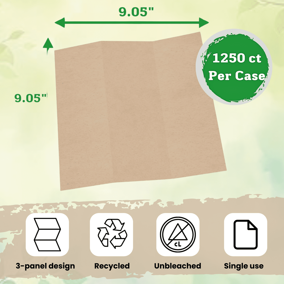 1250ct Organic Unbleached Z Fold Paper Towels, 100% Post-Consumer Waste Practical Multifold Brown Paper Towels Bulk – Paper Towel – All-Natural Recycled Tri Fold Paper Towels Bulk