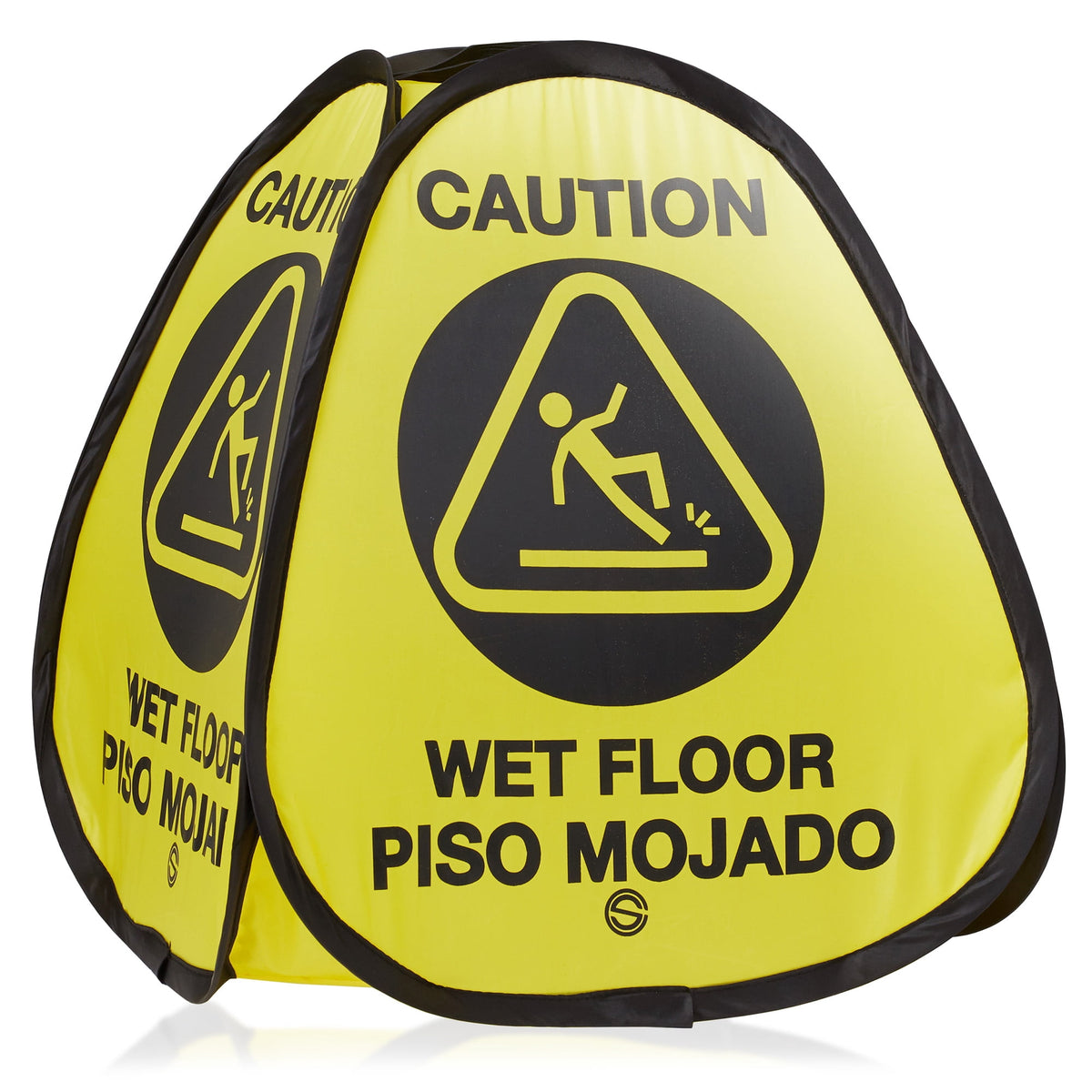 Dryser 6-Pack 16" Pop-up Caution Wet Floor Signs - Yellow 4-Sided English/Spanish Warnings
