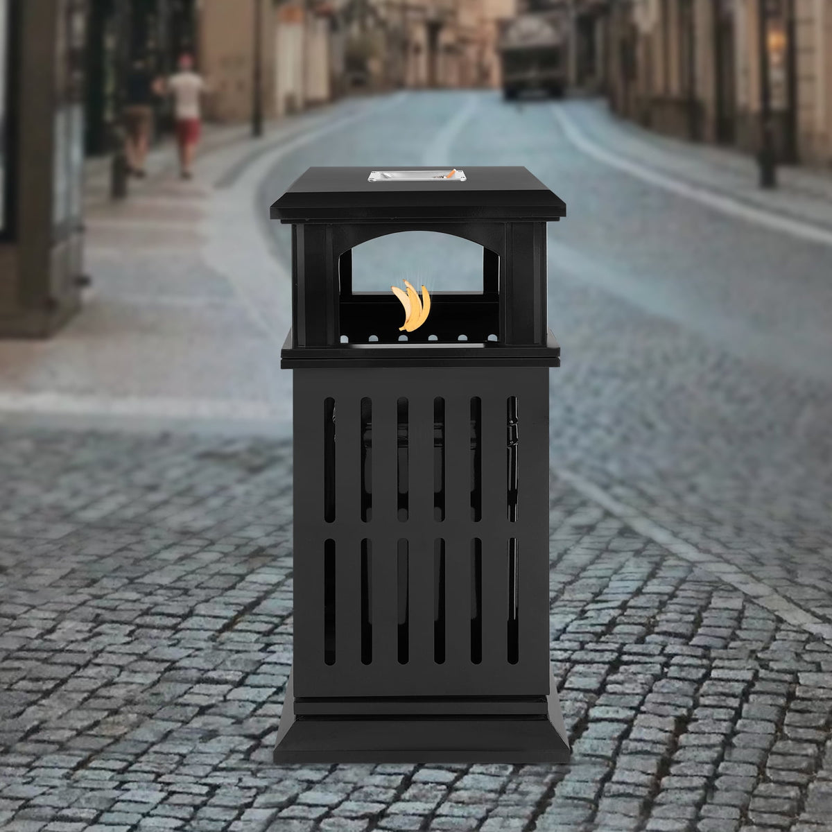 DDBESSIC Outdoor Trash Can Commercial Garbage Bin Heavy Duty Industrial Yard Garage Waste Container 15.74x15.74x35.43 in