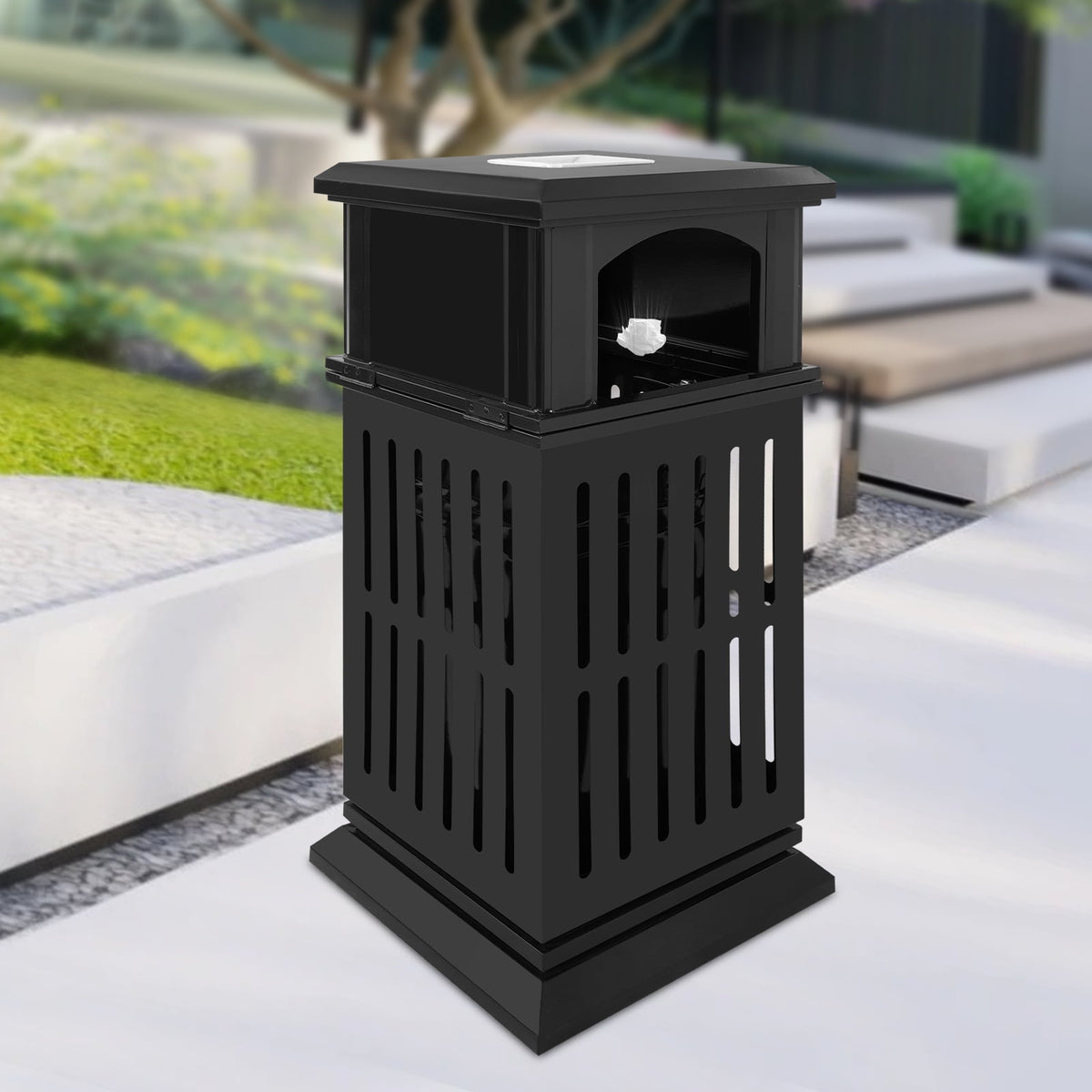 DDBESSIC Outdoor Trash Can Commercial Garbage Bin Heavy Duty Industrial Yard Garage Waste Container 15.74x15.74x35.43 in