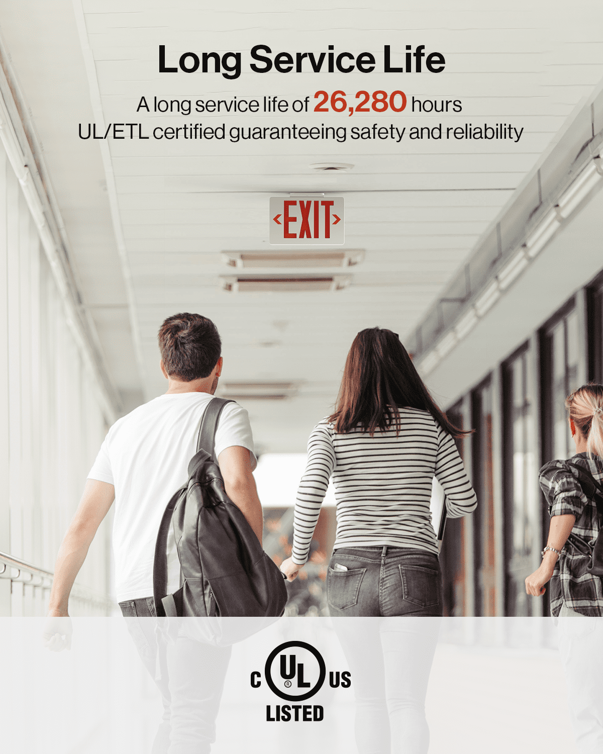 Sunco 12 Pack LED Exit Sign with Emergency Light, Commercial Grade Double Sided Fire Exit Lights, Backup Battery, Illuminated Emergency Exit, 120-277V, Dual Mounting, UL 94V-0 Fire Resistant.