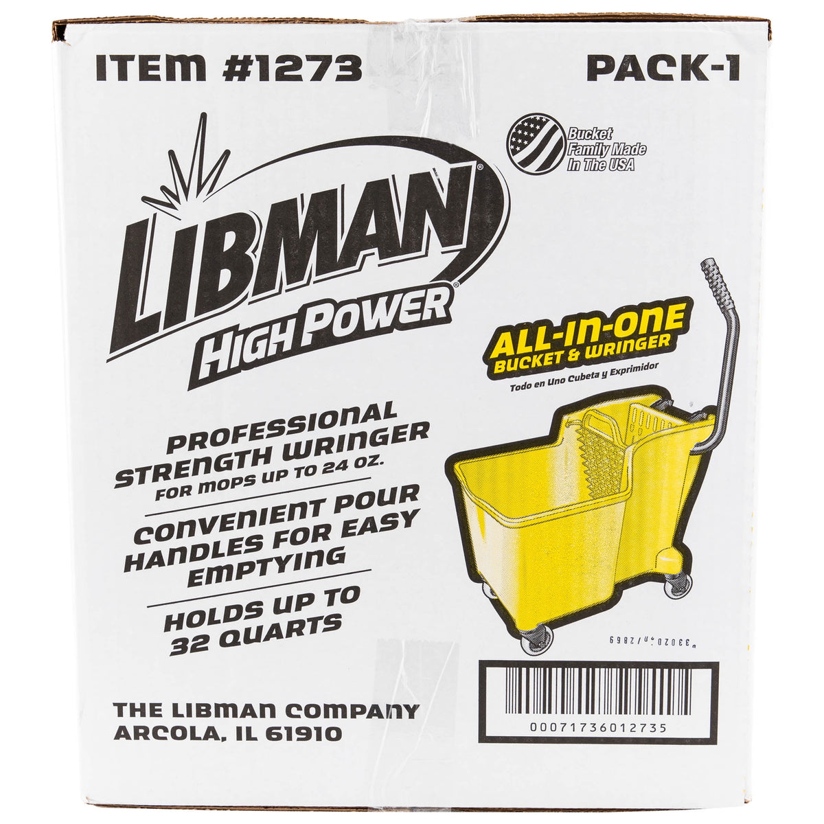 Libman 32 Quart Yellow Polypropylene Bucket & Wringer with Steel Handle