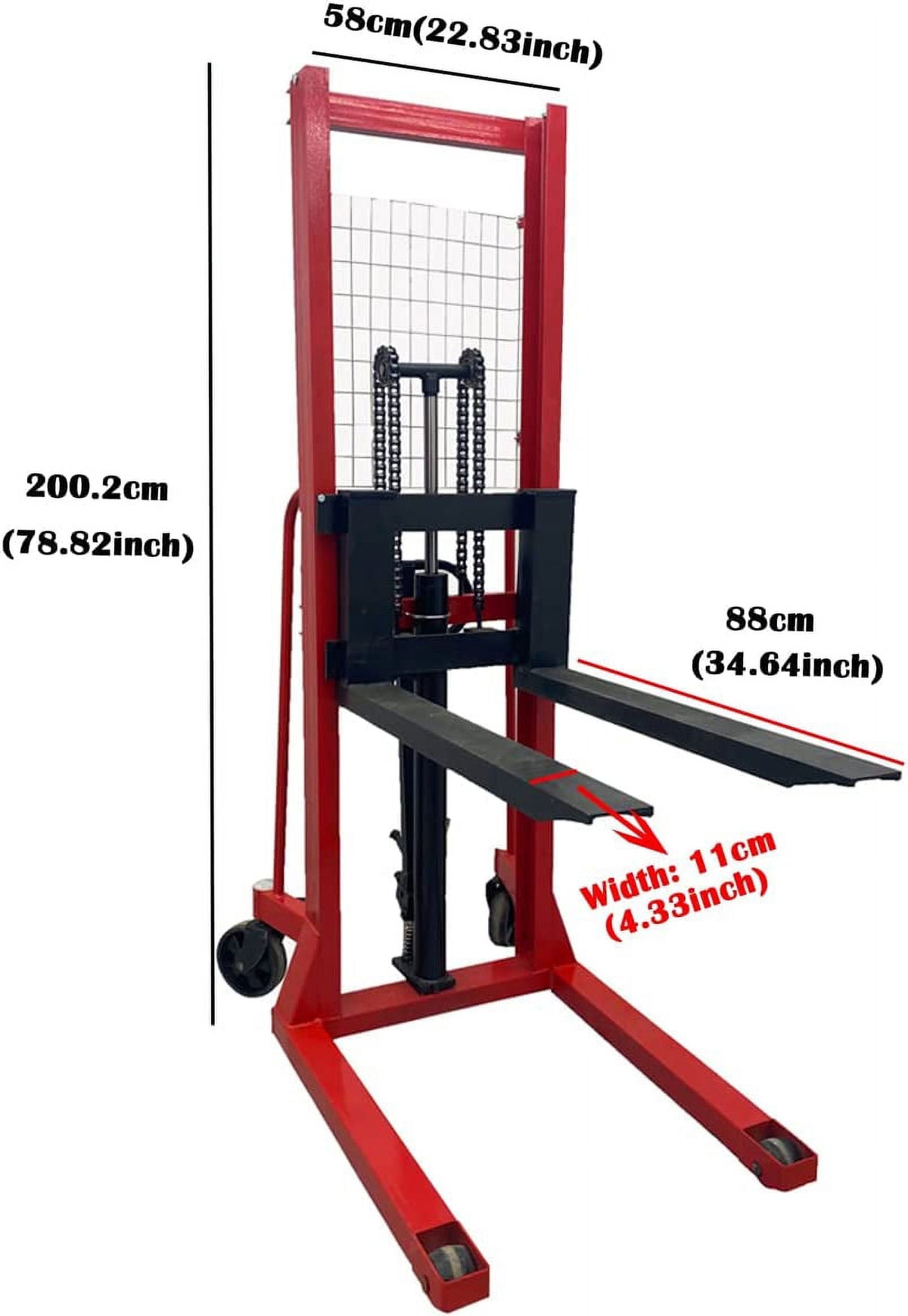 INTSUPERMAI Hand Pallet Truck Stacker Hydraulic Manual Forklifts 2200lbs Capacity 63" Lift Height