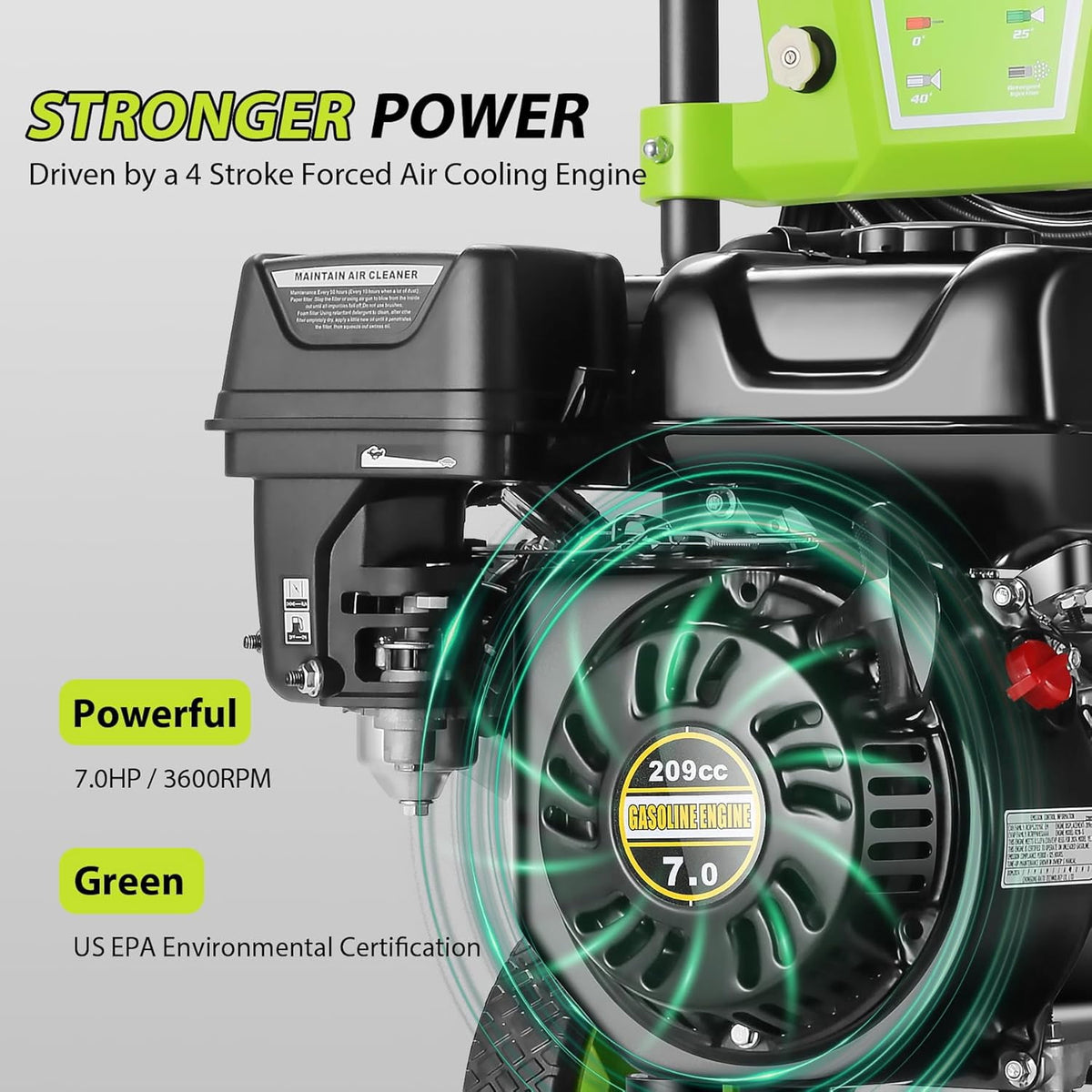 4200PSI Pressure Washer 4.0GPM Gas Power Washer 209CC Gas Powered Washing Machine Commercial High Pressure Washer with 25ft Hose&4 Nozzles for Patio Garden Yard Vehicle