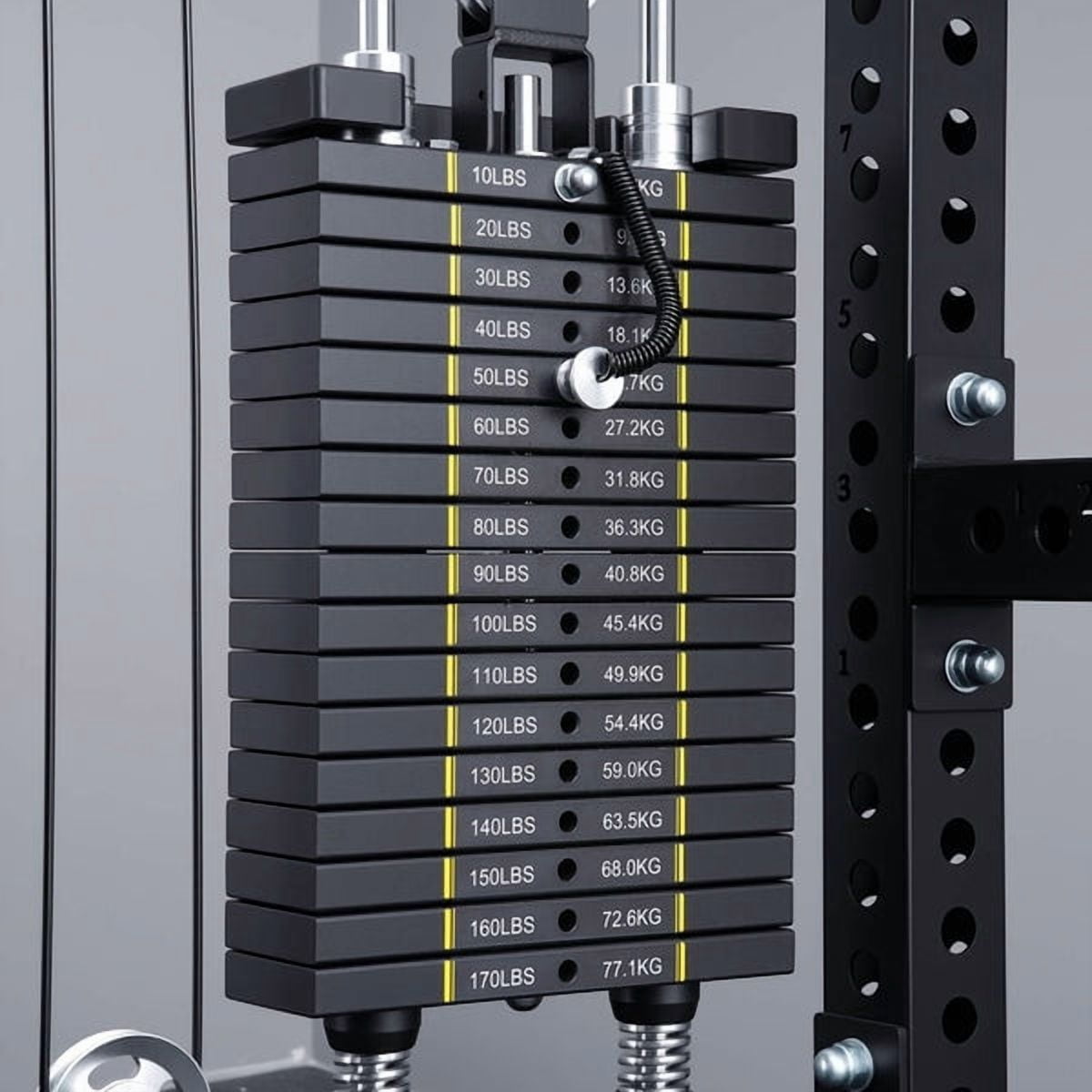 Mikolo Anubis-2.0 Smith Machine with Weight Stack, 3“×3” All-in-One Power Cage with LAT Pulldown & Cable Crossover, 3200LBS Multi-Function Trainer with Aluminum Pulley System for Fitness Home Gym
