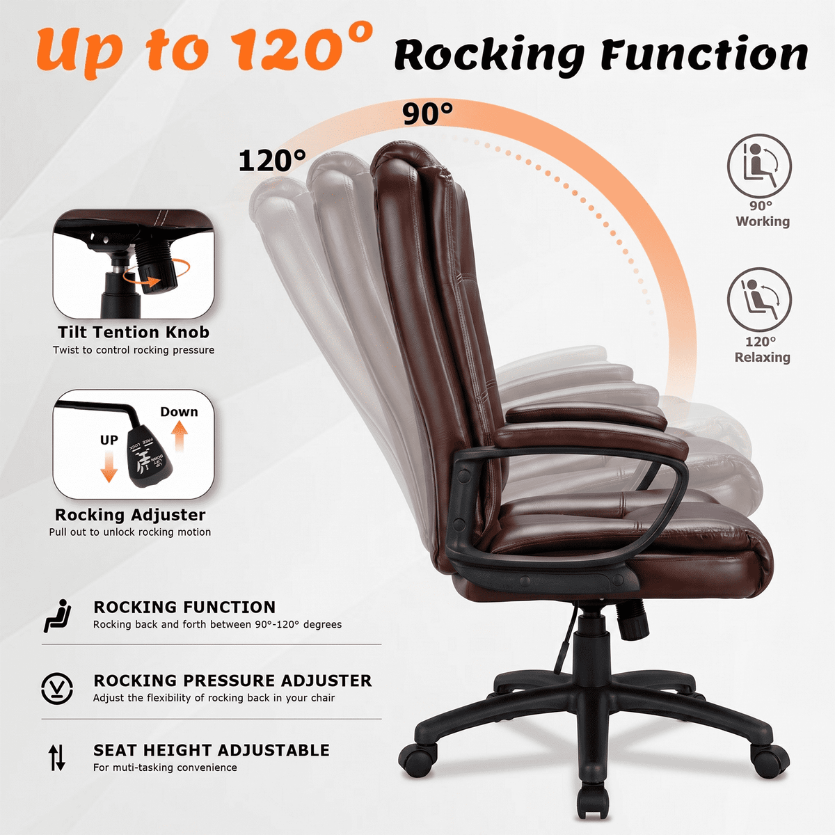 Waleaf Home Office Chair, 400LBS 8Hours Heavy Duty Design, Ergonomic High Back Cushion Lumbar Back Support, Computer Desk Chair, Big and Tall Chair for Work