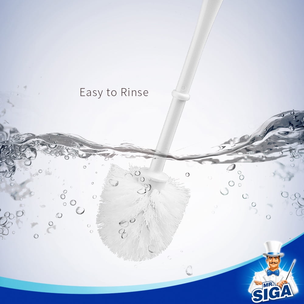 MR.SIGA Toilet Bowl Brush and Caddy, Dia 12cm x 38cm Height,White, Pack of 2