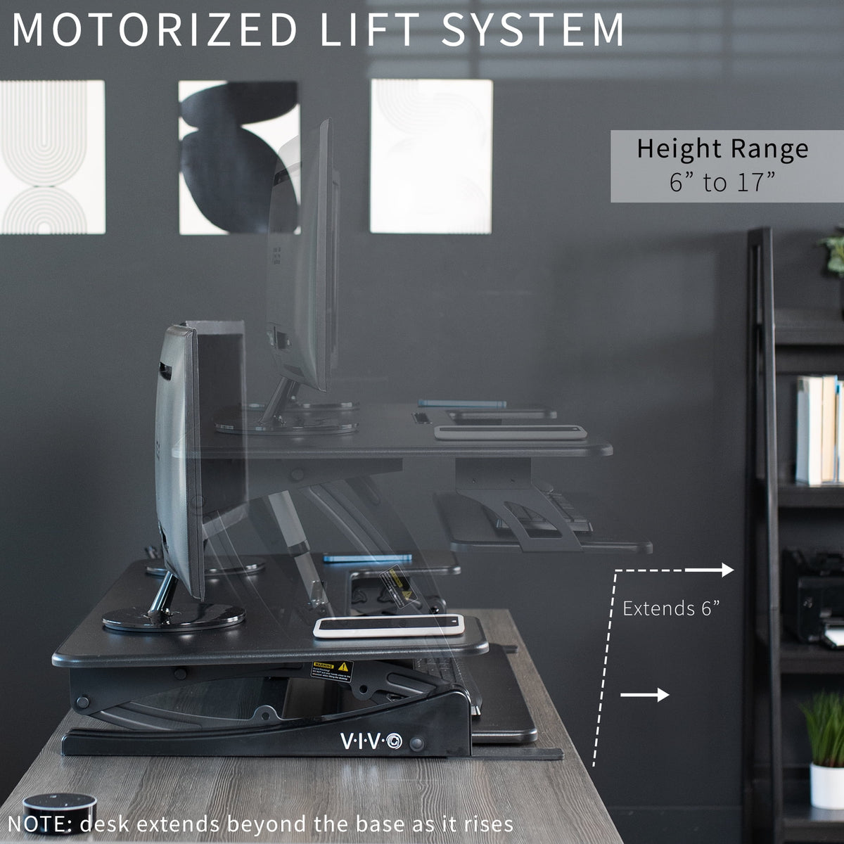 VIVO Electric Height Adjustable Standing Tabletop Desk Converter w/ USB 36"