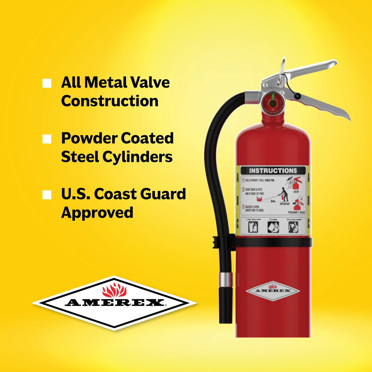 Amerex B402, 5lb ABC Dry Chemical Class Fire Extinguisher, with Wall Bracket, 6-pack