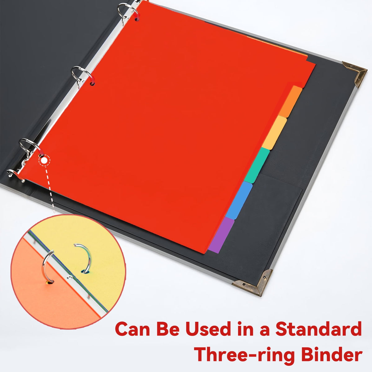 AGCAN 24 Pcs 3 Ring Binder Dividers with Tabs, Plastic File Dividers Binder Index Dividers with One Front Pocket and Tab, Multicolor, AGCAN Letter Size (9.8×11.2 Inch)