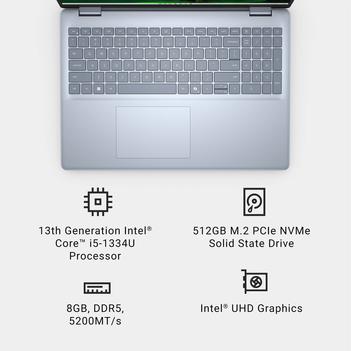 Dell Inspiron 16 Laptop 5640 16-inch FHD+ Touch Intel Core i5-1334U 8GB RAM 512GB NVMe SSD Ice Blue