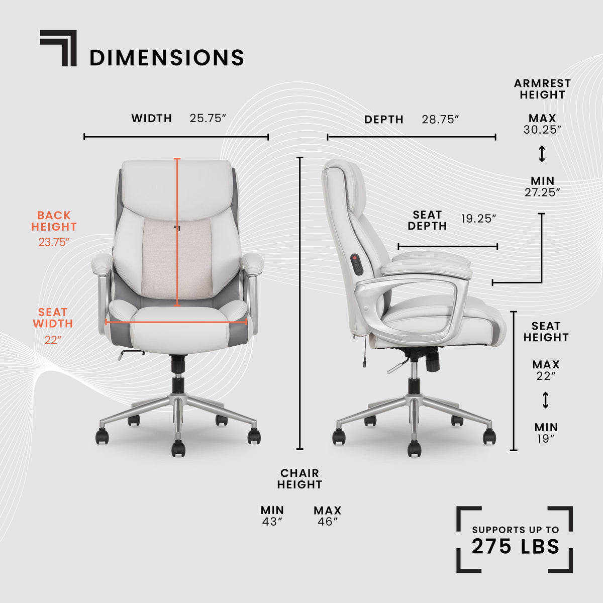 Sharper Image S-120 Massage and Heat Office Chair, White/Gray