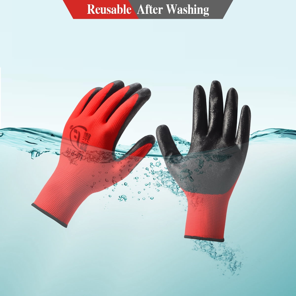 24 Pairs Gardening Work Gloves Bulk for Men Women Nitrile Rubber Coated Dipped Gripping Touch Screen Gloves Construction Gloves Men Safety Work Gloves Large