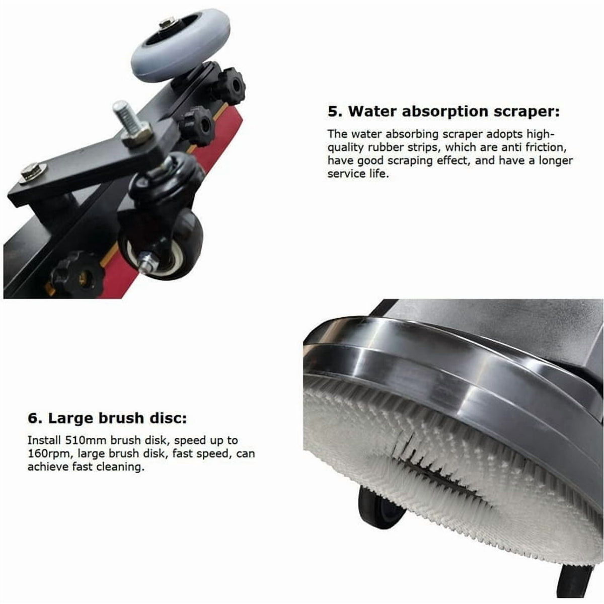 Commercial Auto Floor Scrubber Machine 20" Brush 160RPM Brush Speed 23.5 Gallons of Dual Tanks 110V