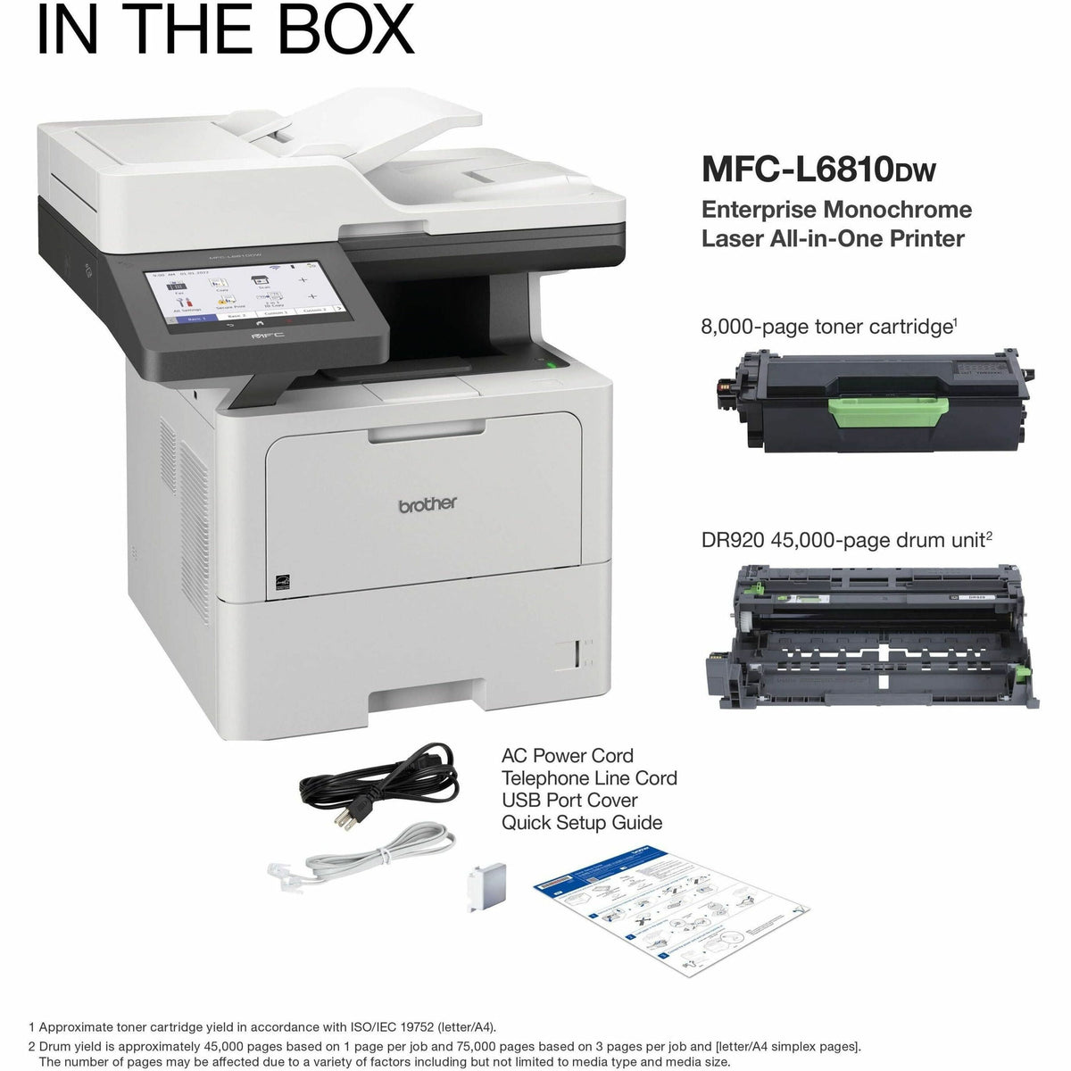Brother MFC-L6810DW Enterprise Monochrome Laser All-in-One Printer with Low-cost Printing, Large Paper Capacity, Wireless Networking, Advanced Security Features, and Duplex Print, Scan, and Copy