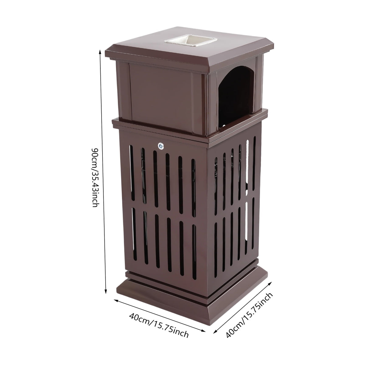 Trash Can with Lid, Large Commercial Garbage Waste for Yard Garage, Heavy Duty Industrial Waste Container (Dark Brown)