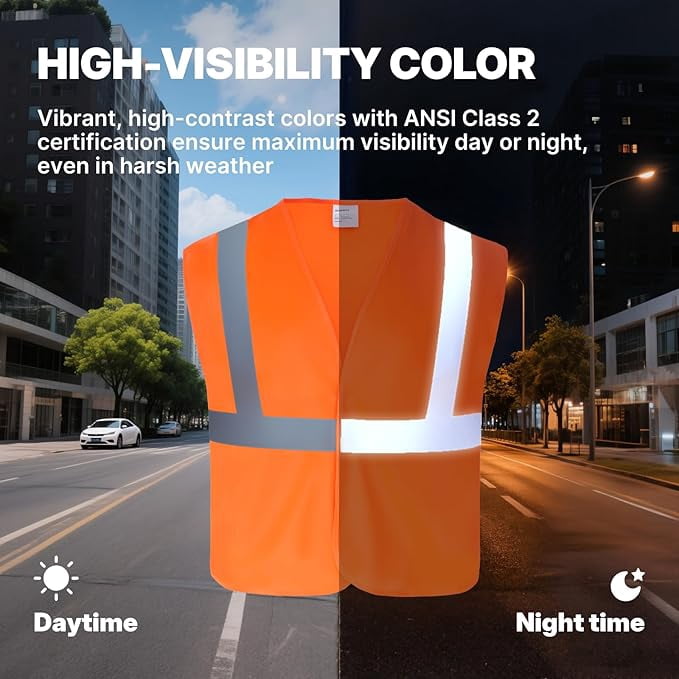 NORTHSKY 10 Pack High Visibility Safety Vest Reflective Lightweight Mesh Vest with Hook and Loop for Men Women