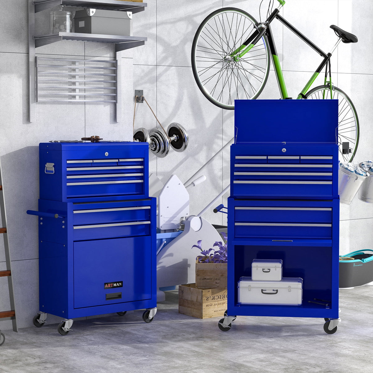 ARTMAN 2-IN-1 Tool Chest,8-Drawer High Capacity Tool Box, Rolling Tool Storage Cabinet with Wheels and Drawers for Garage Workshop Repair Shop