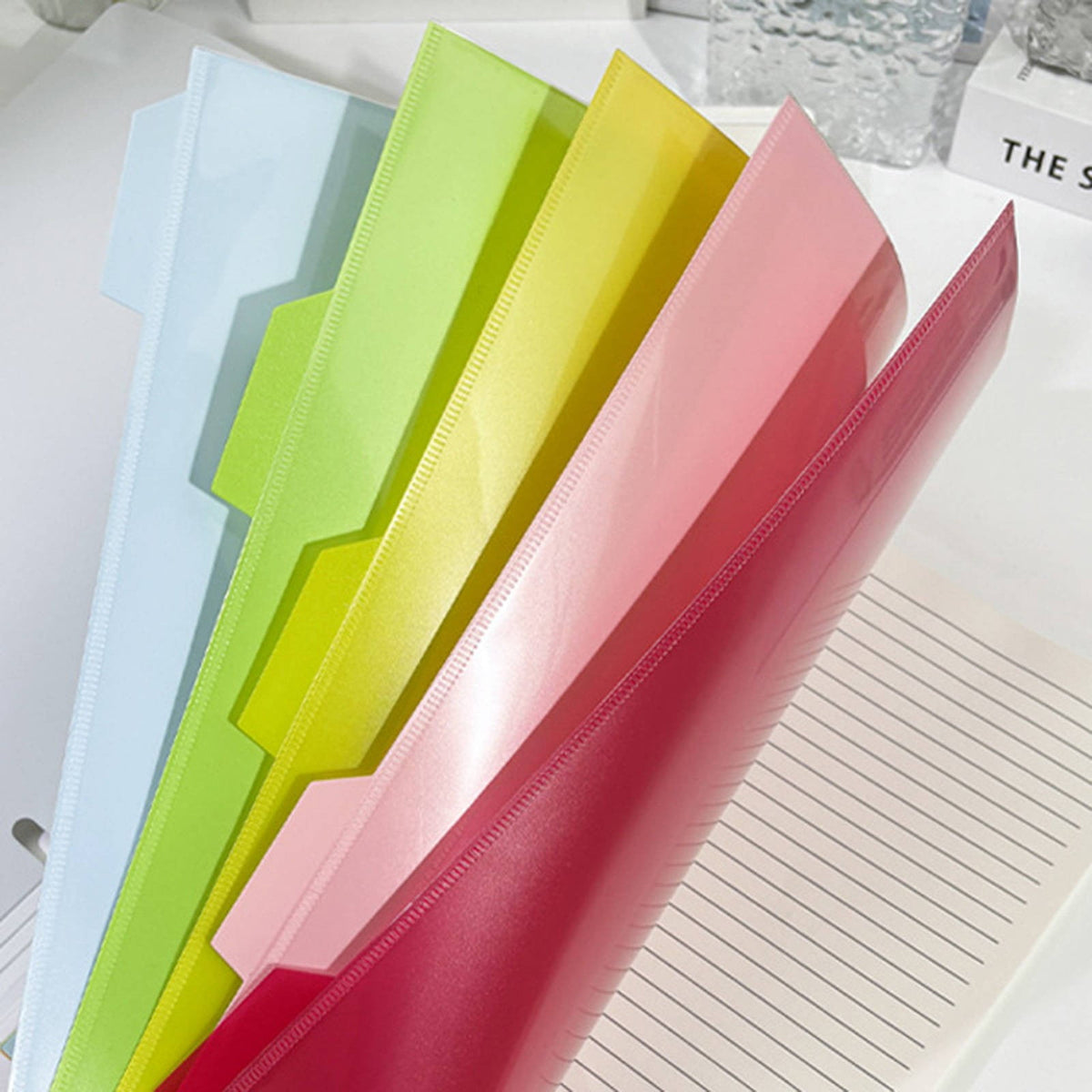 5 Count Dividers with Two Pockets for 3 Ring Binder, Plastic Pocket Folders, 5 Tabs Dividers Dividers for Letter Size, Binder Organizer, Durable Folders with Pockets Brads, Binder Set