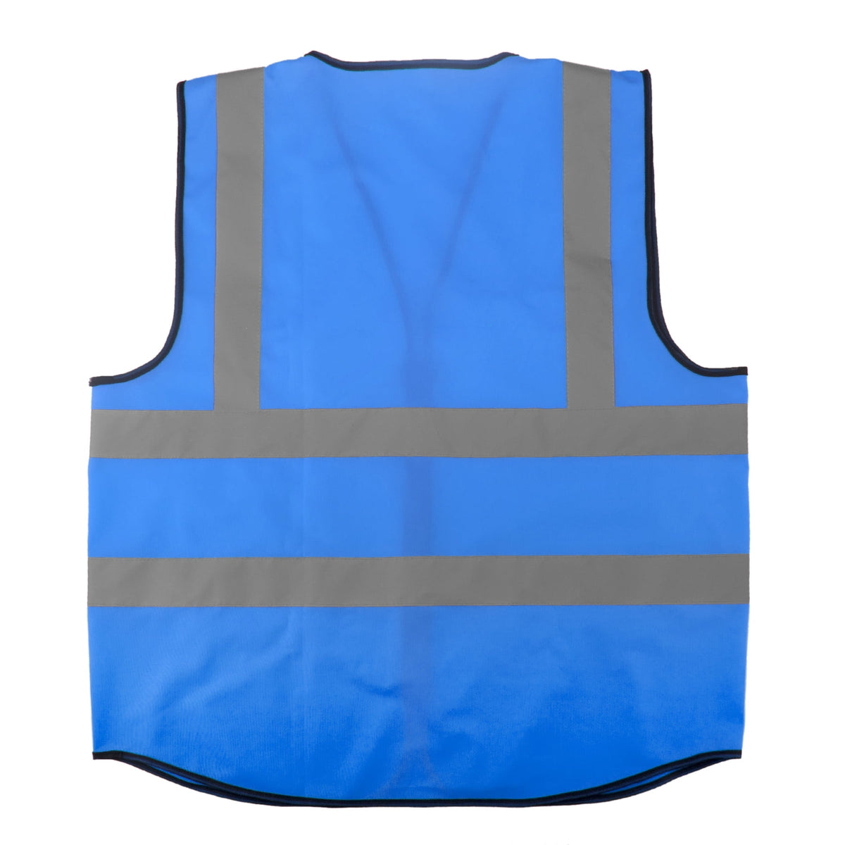 GOGO 5 Pockets High Visibility Zipper Front Safety Vest with Reflective Strips Uniform Vest, Pack of 10-Blue-L