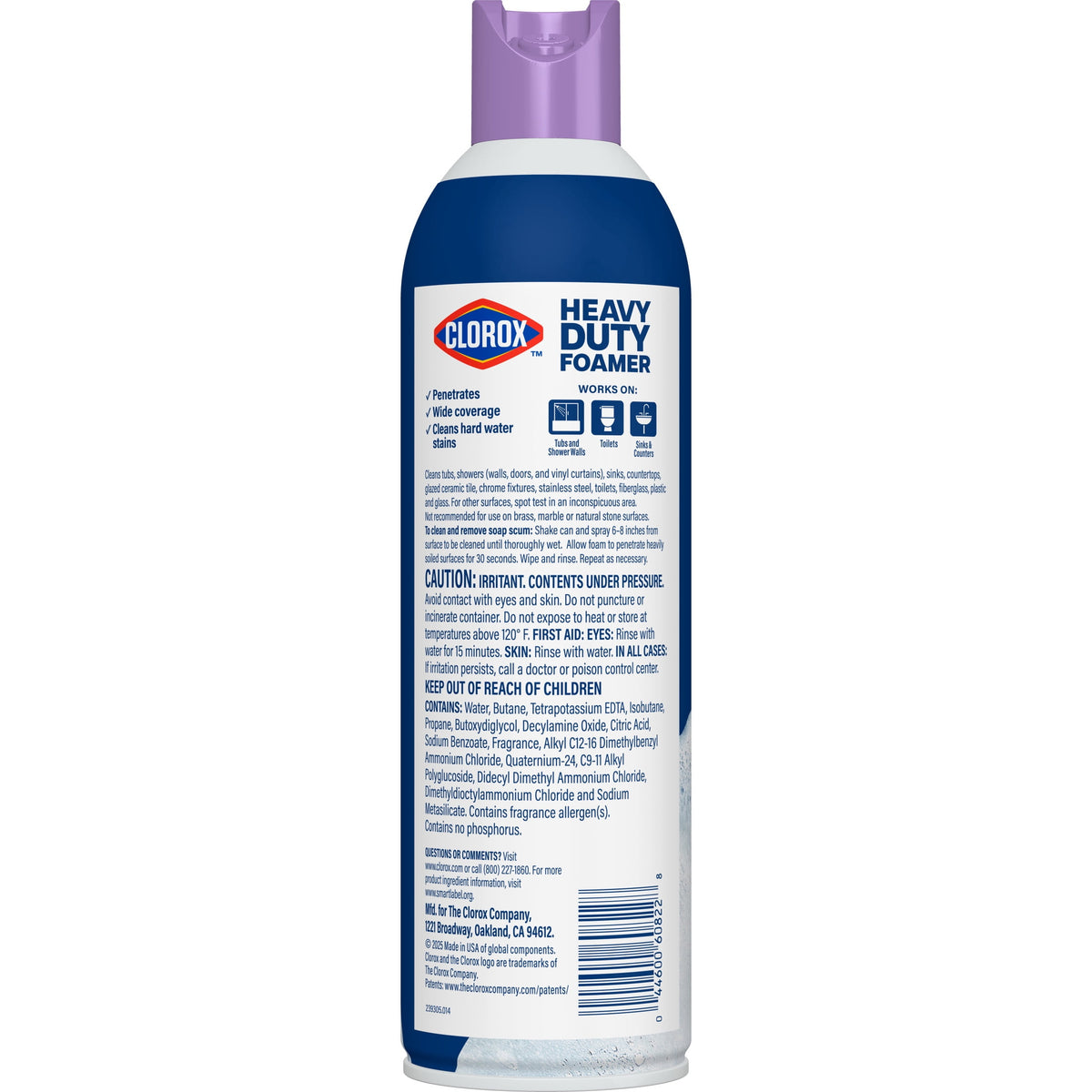 Clorox Heavy Duty Bathroom Foamer Soap Scum Remover, Lavender Clean, 20 Ounces