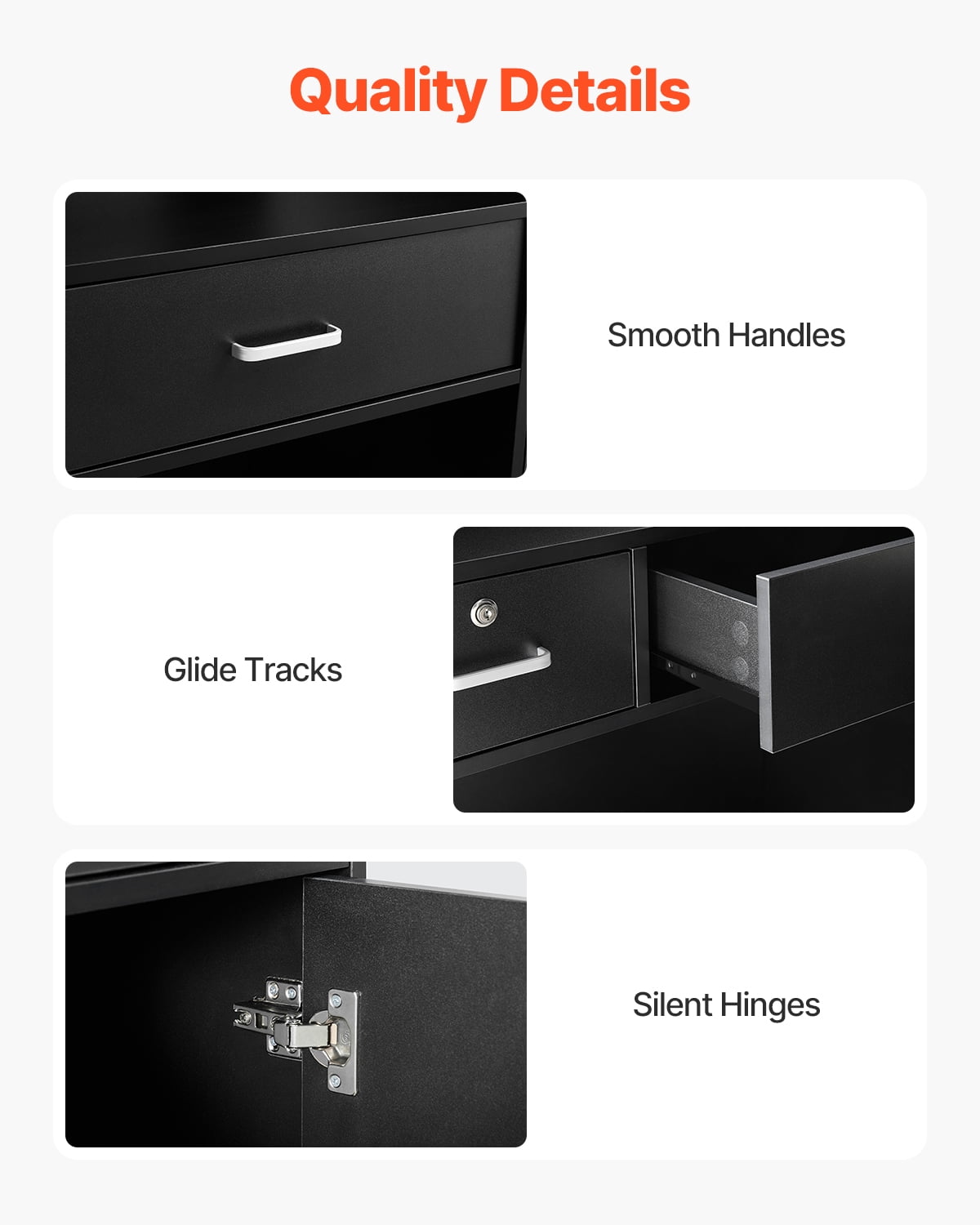 VEVOR Reception Desk, 47 Inch Rectangular Front Counter Table, Office Reception Counter with Lockable Drawer and Storage Cabinet, for Checkout, Lobby, Beauty Salon and Office, Black