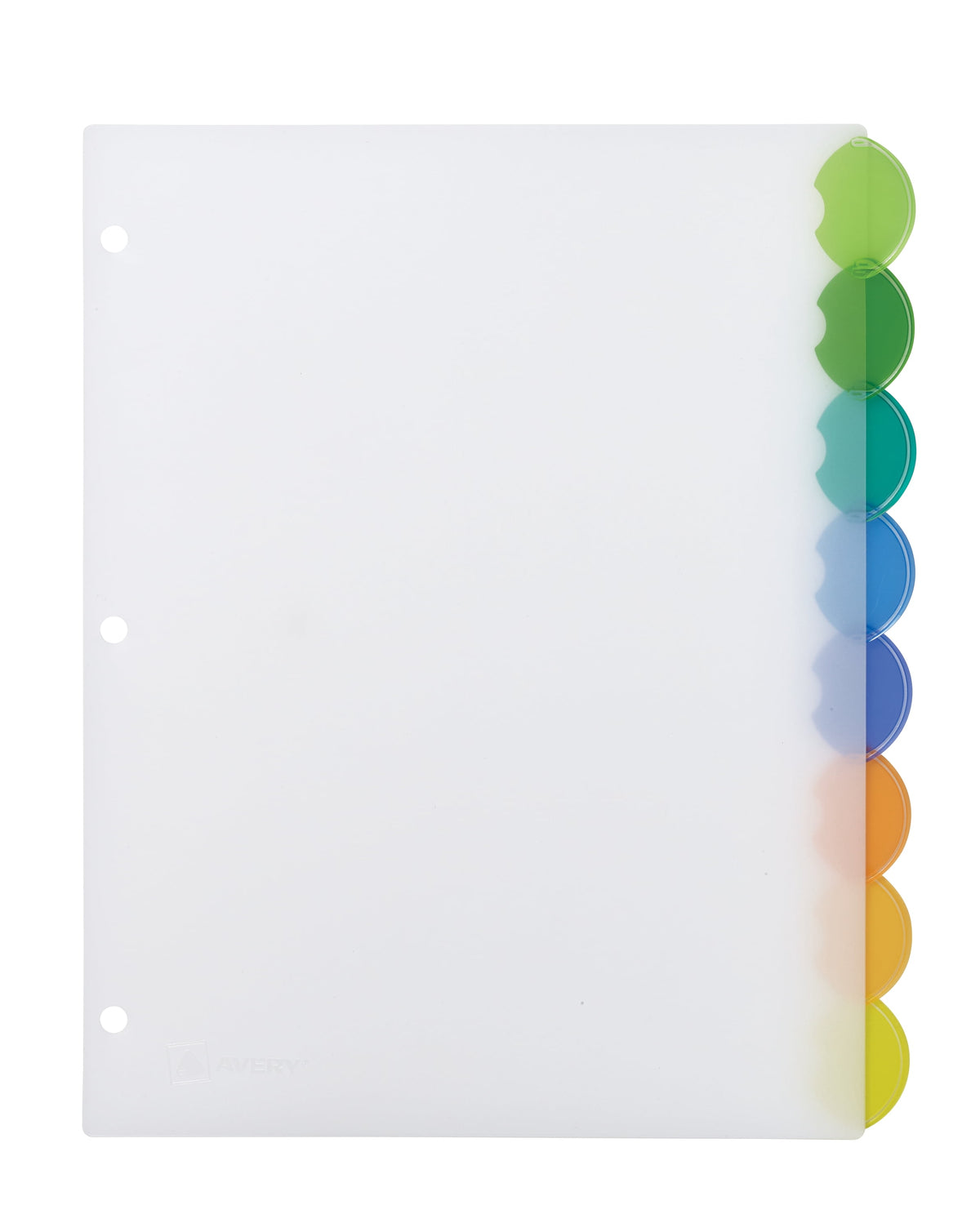 Avery Insertable Divider, Style Edge, 8-Tab, Plastic, Printable Inserts, Multicolor Tabs, 1 Set