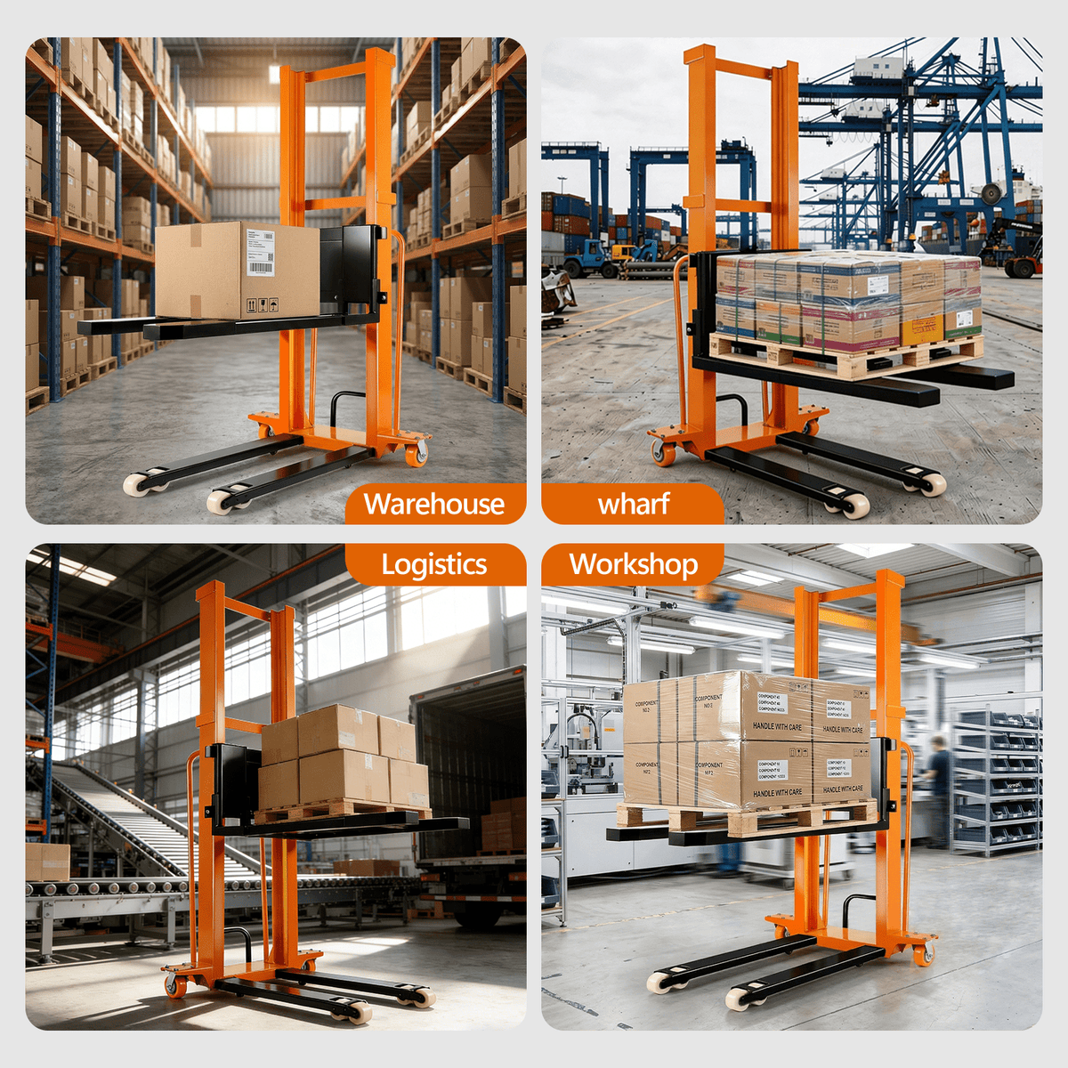 Vakiorn 1100 Lbs Electric Manual Pallet Stacker 63" Lift Height 1500W Powered Walkie Stacker with 48V 10Ah Battery Manual Hand Forklift Pallet Truck for Warehouse Logistics Workshop