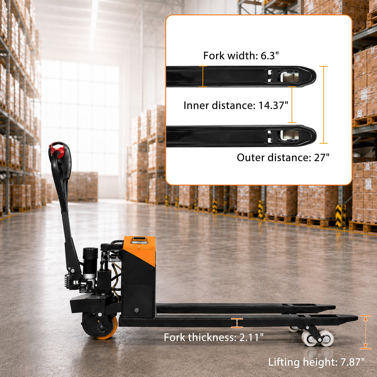 MUSEPT 4409 lbs Electric Pallet Jack Truck, Full Electric Pallet Lift with 1000W Motor & 48V Lithium Battery, 46.5" Forks for Warehouse Material Handling