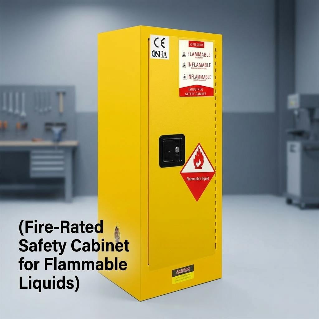 Custom Thickened Industrial Chemical Safety Cabinet, Fireproof Flammable Liquid Storage Cabinet with Lock, OSHA Compliant Hazardous Materials Cabinet for Workshop, Laboratory