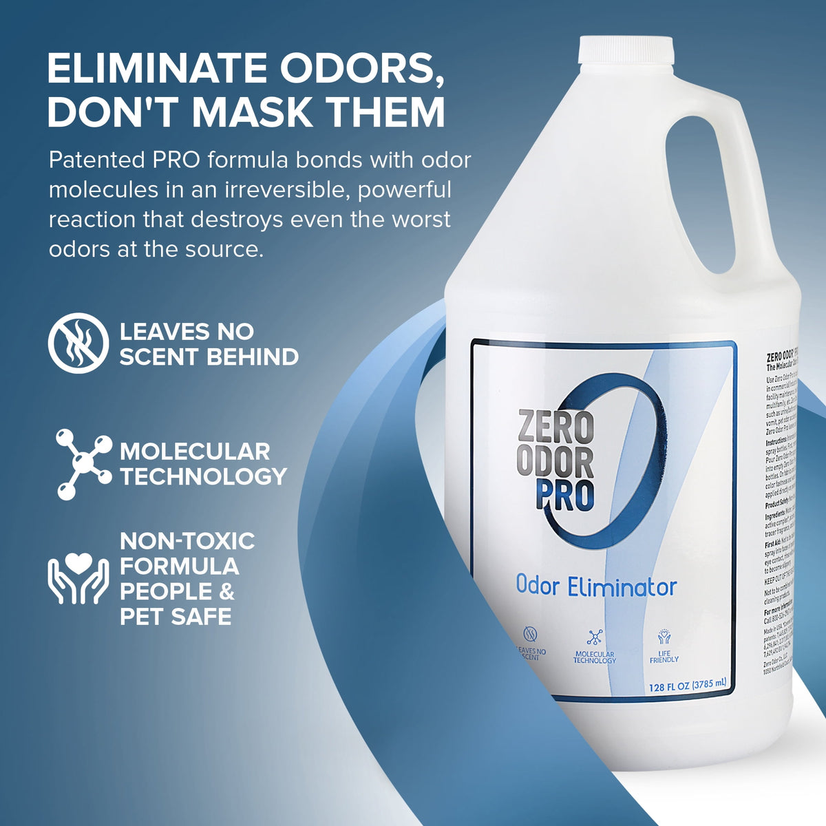 Zero Odor Commercial Odor Eliminator Spray Air & Surface Deodorizer Smell Remover Refill 128 oz