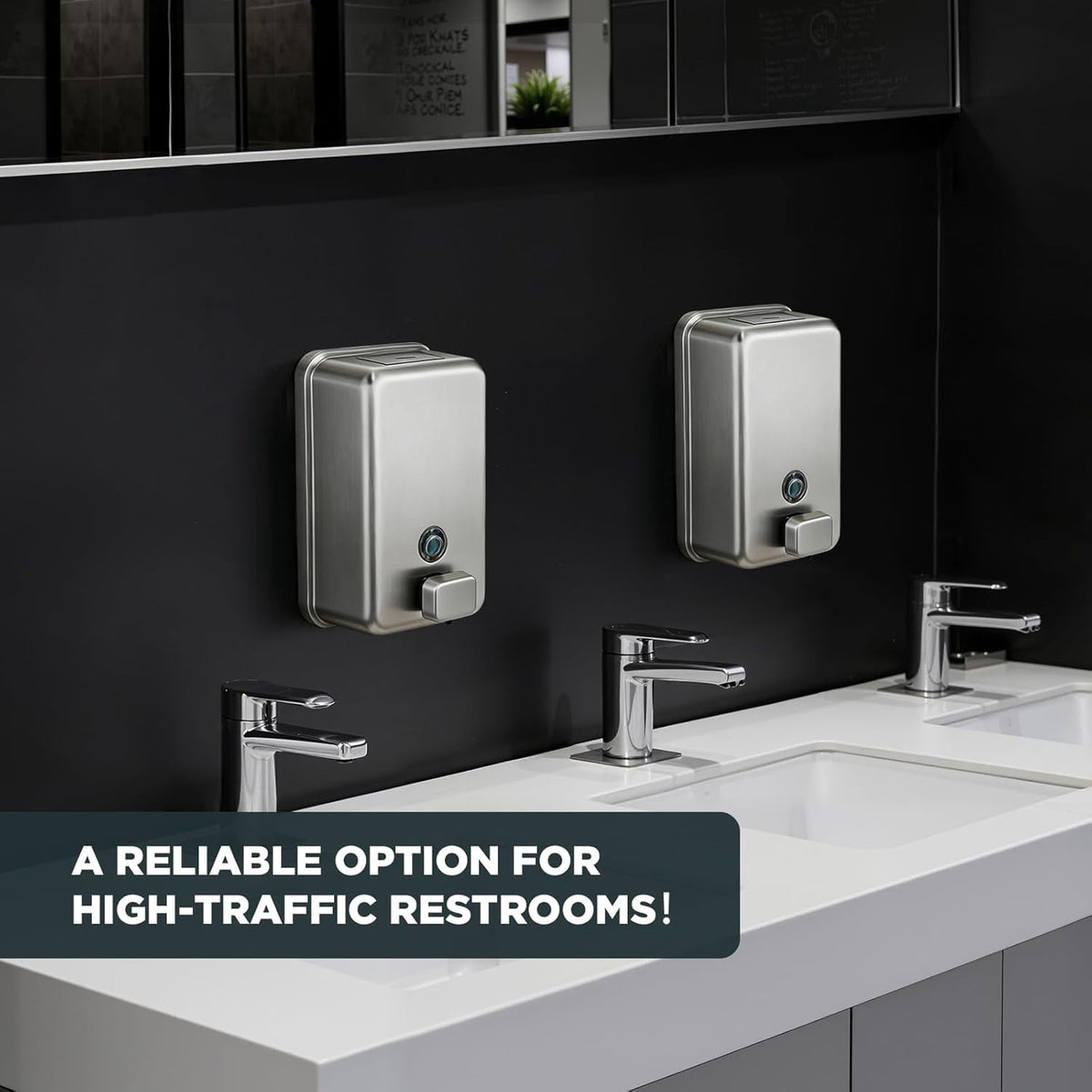 Wall Mounted Soap Dispenser 1100ml/37fl oz, Stainless Steel Commercial Soap Dispenser with Protective Inner Liner, Manual Soap Dispenser with Easy-Press Pump for Bathroom, Kitchen & Restaurant