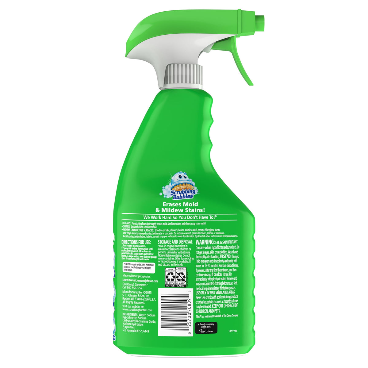 Scrubbing Bubbles Foaming Bleach Bathroom Shower & Tub Cleaner Spray, Mold & Mildew Stain Remover, 32 oz