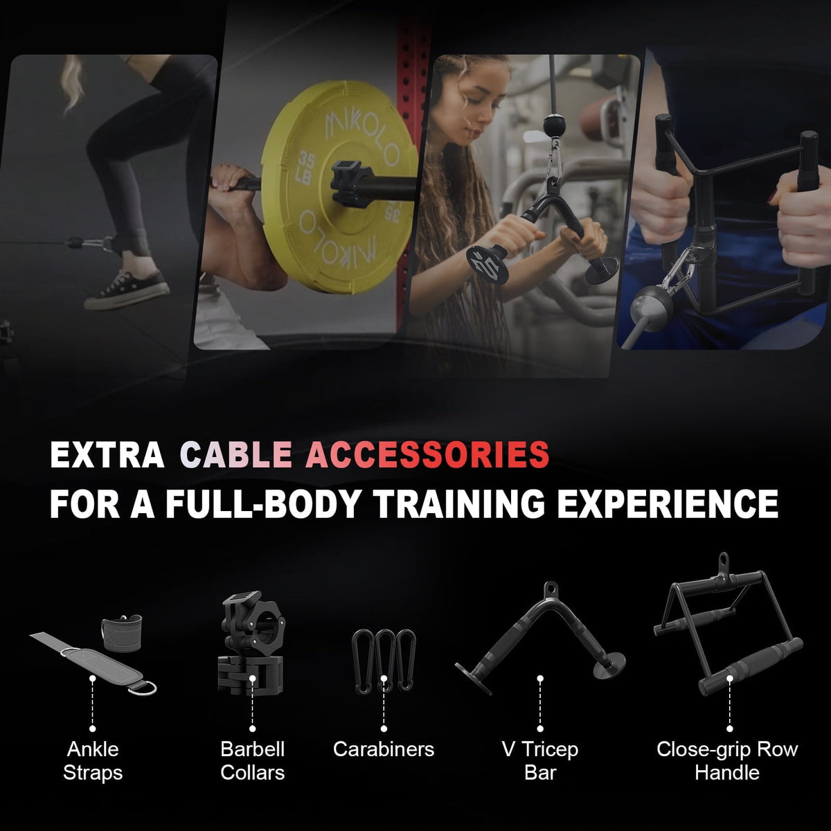 Mikolo Horus Smith Machine & Functional Trainer, 2200LBS Squat Rack with Cable Crossover, 2×2"Uprights (33 Holes), Dual 128LBS Weight Stack, Dual High/Low Cables