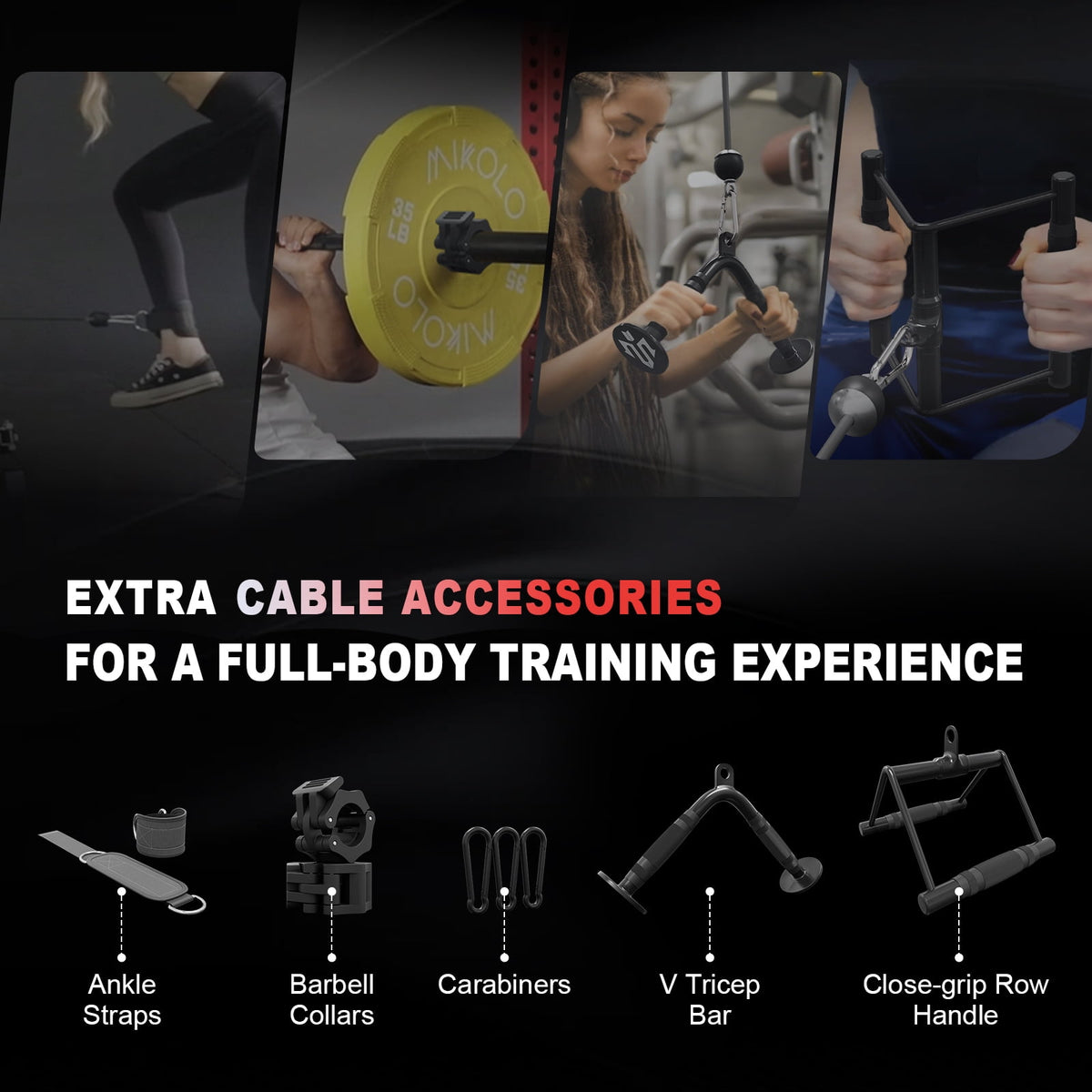 Mikolo Horus Smith Machine & Functional Trainer, 2200LBS Squat Rack with Cable Crossover, 2×2"Uprights (33 Holes), Dual 128LBS Weight Stack, Dual High/Low Cables