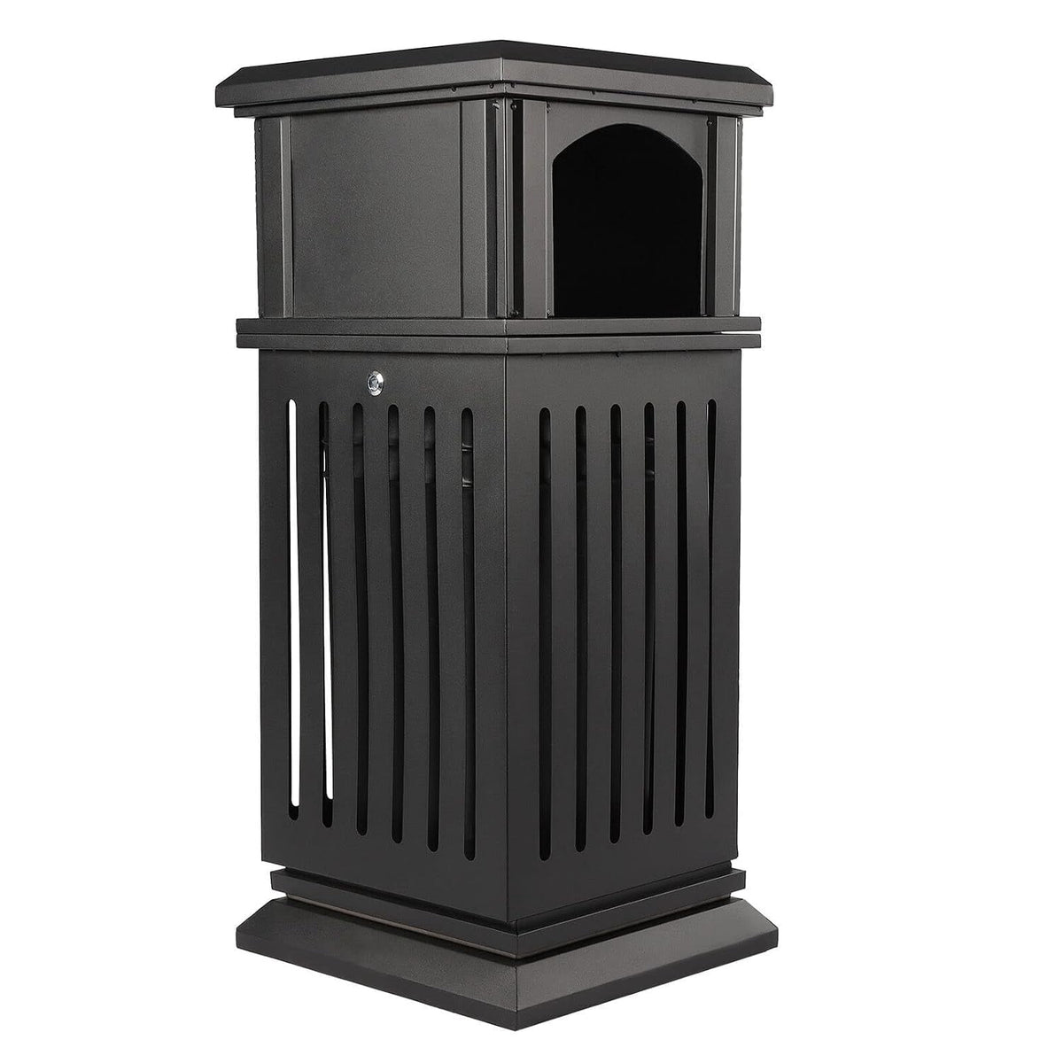 Trash Can with Lid, Large Commercial Garbage Waste for Yard Garage, Heavy Duty Industrial Waste Container (Dark Brown)